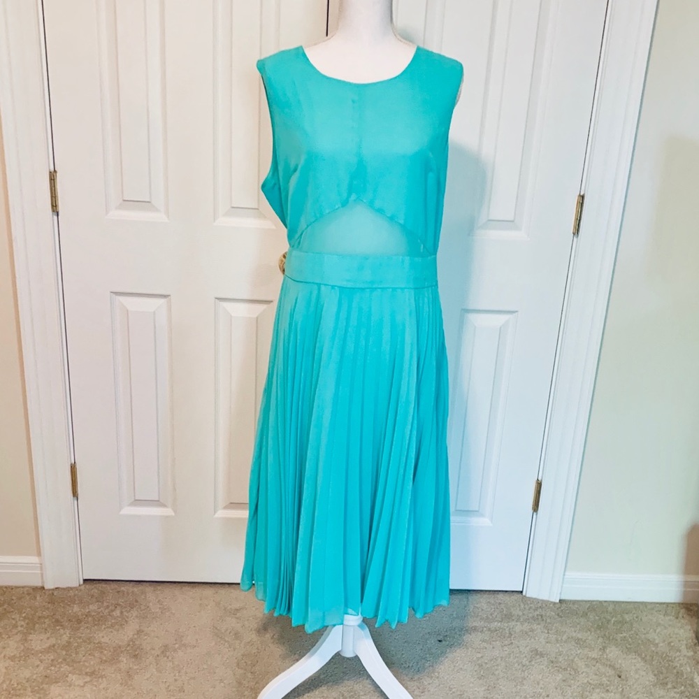 ASOS Aqua Maxi Dress with pleated skirt.